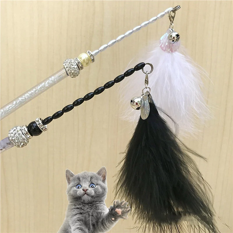 

Hot Sale Cats Toys Funny Cats Toys Teaser Wand Colorful Feather Teaser for Cats Interactive Stick Funny Kitten Pet Toys 1PC