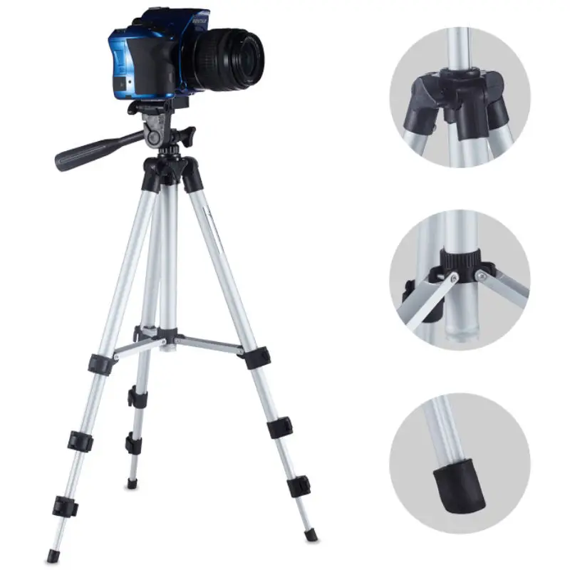 Professional Aluminum Camera Tripod Stand Holder + Phone Holder +Nylon Carry Bag for iPhone Samsung Smartphone four floor high