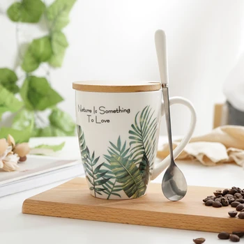 

400ml ceramic monstera leaf coffee tea mugs tropical plant porcelain mugs cups plates for office and tableware custom logo