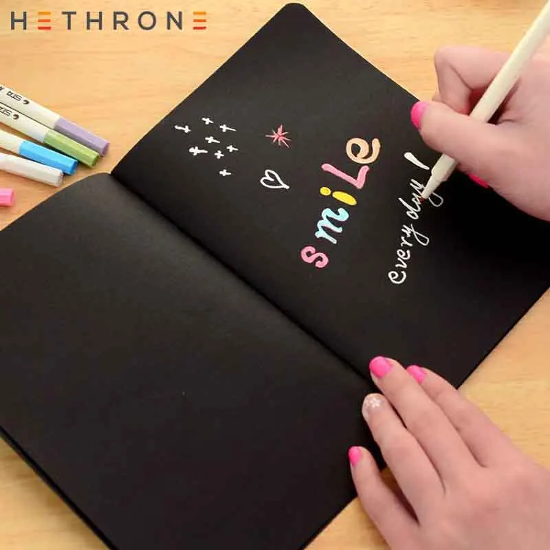 Hethrone 1 шт. черный креативный альбом для зарисовок Bullet journal милый нарезающий нитью блокнот еженедельник канцелярский Дневник для путешествий