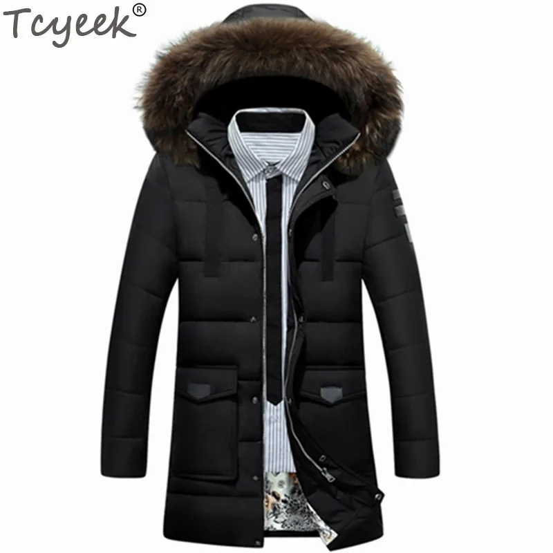 

Tcyeek Fashion Winter Men Jacket White Duck Down Jackets Coats Warm Windproof Parka Black Red Jaquetas Masculina Inverno CJ275
