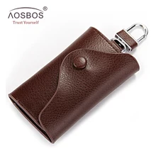Мужской винтажный Чехол-кошелек из натуральной кожи с застежкой для ключей от автомобиля, Женская многофункциональная однотонная сумка для ключей, высокое качество, органайзер для ключей