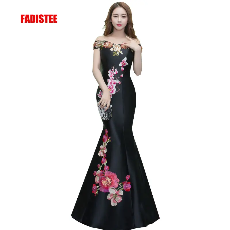 FADISTEE New arrival elegant prom party dress evening dresses Vestido de Festa gown lace mermaid boat neck satin appliques white evening gowns Evening Dresses