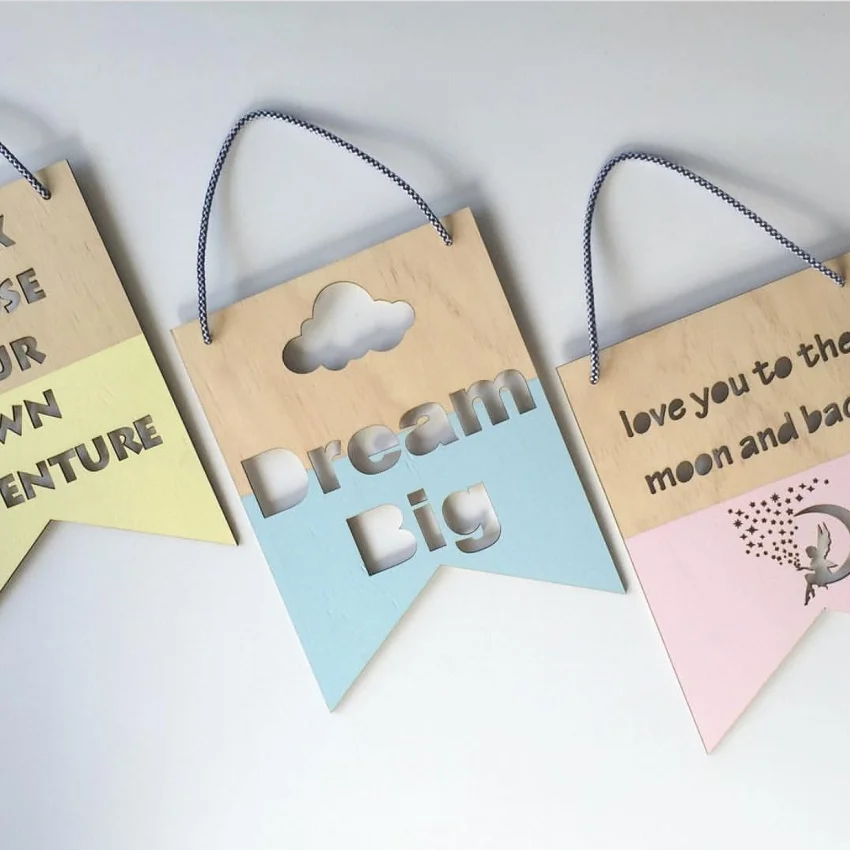 

DIY wood decoration banner for baby bedroom wall decal decoration bed background decor