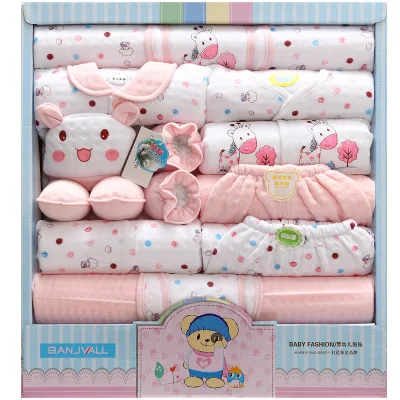 Г. Комплект одежды для новорожденных хлопковый Новогодний подарок, комплект для малышей, повседневный комплект с длинными рукавами, 18 шт./лот, теплый комплект унисекс для малышей, TZ-002 - Цвет: Розовый