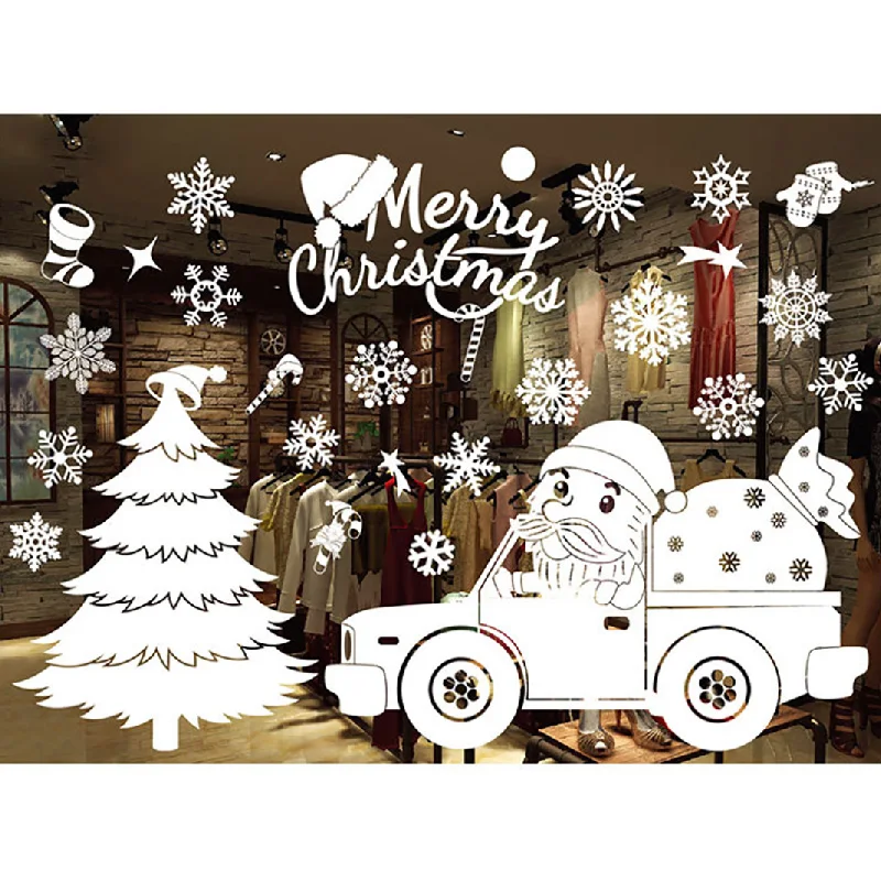 Christmas Wall Sticker Home Decor Store Window Decoration Hanging Jingle Bell Snowflake Reindeer | Дом и сад