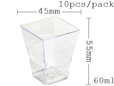Акция-вечерние принадлежности для свадьбы, одноразовая пластиковая посуда, 50*50*75 мм/60 мл прозрачная мини Двухстенная десертная чашка, 10/упаковка - Цвет: Белый