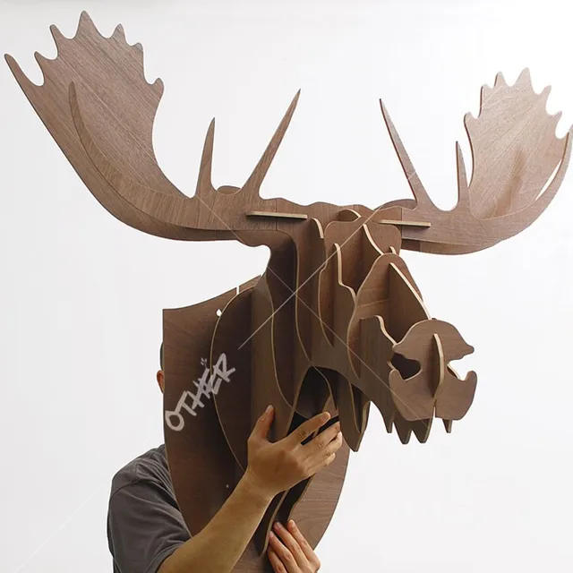 J&E High end 37.7" Width Moose head wall decor wooden
