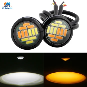 

Car Styling 2PCS Dual Color 4014 12 SMD 23MM Eagle Eye Day Light Turn Signal Daytime Running Light White + Amber Led Car Lights