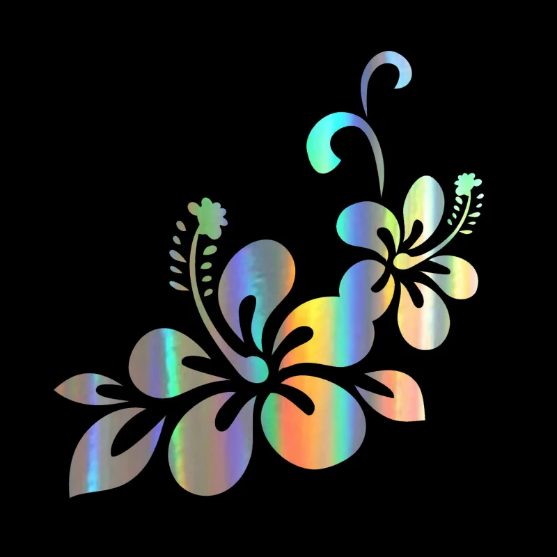 Car Sticker 23.8*24.9CM Beautiful Hawaiian Hibiscus On Car Funny