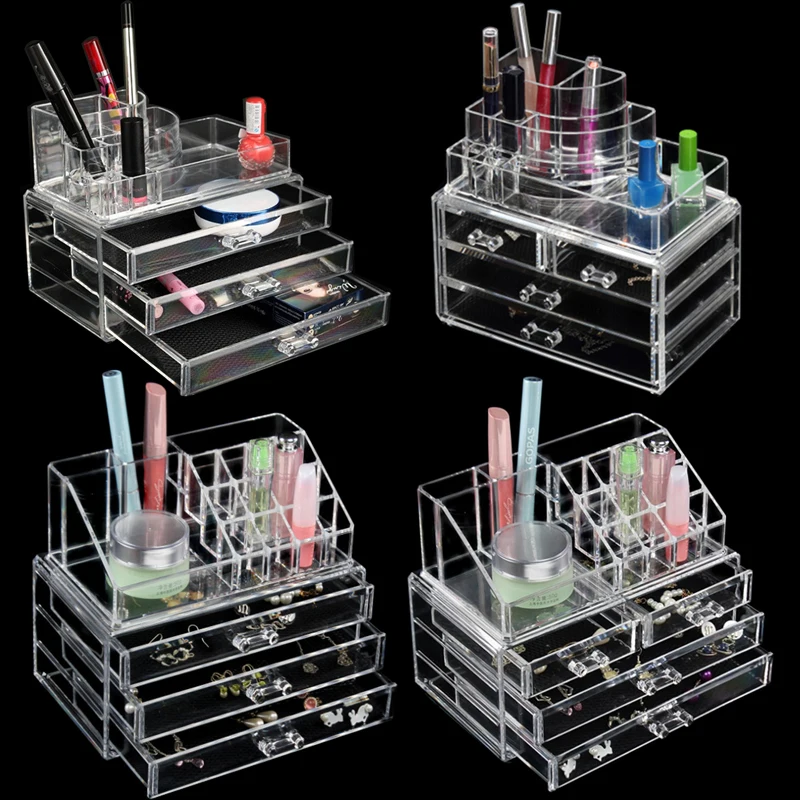 

5 styles Transparent Plastic Home Drawer Desk Desktop Storage Box Organiser Clear Acrylic Makeup Make Up Organizer For Cosmetic
