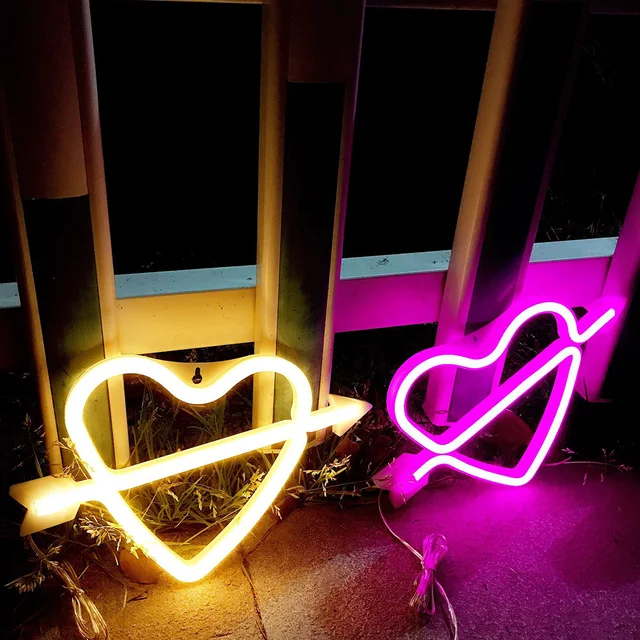 Led Neon Lamp Night Light Battery Operated Ed Cupid Loving Led Neon Lamp Night Light Battery Operated Ed Cupid Loving Heart Shape Pink Lighting Color For Home Party Decoration
