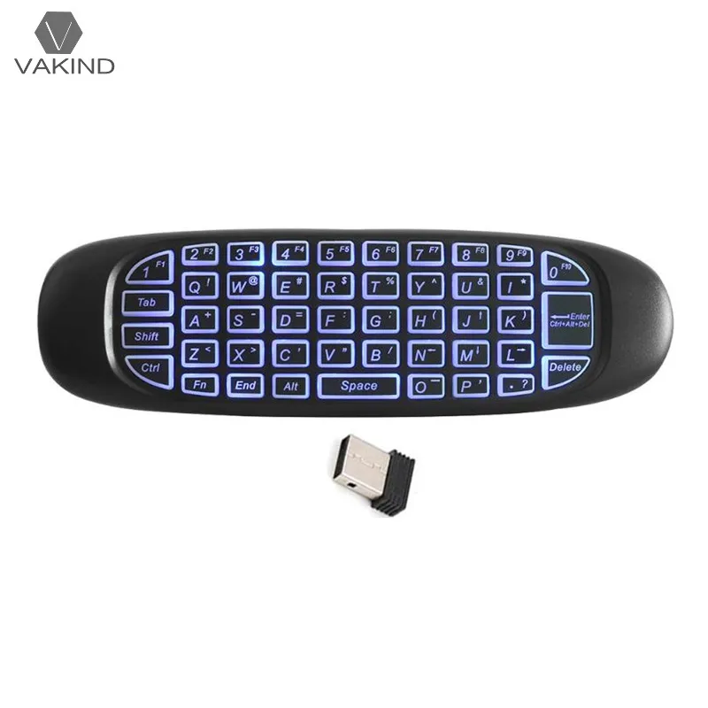 C120 2 4G 6 Axis Sensor Wireless Air Fly Mouse Keyboard 3 Color Backlight Gaming Remote