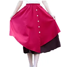 Весной и летом Vetement Femme женские юбки в стиле casual Винтаж элегантный Harajuku асимметричное платье на пуговицах в стиле пэчворк