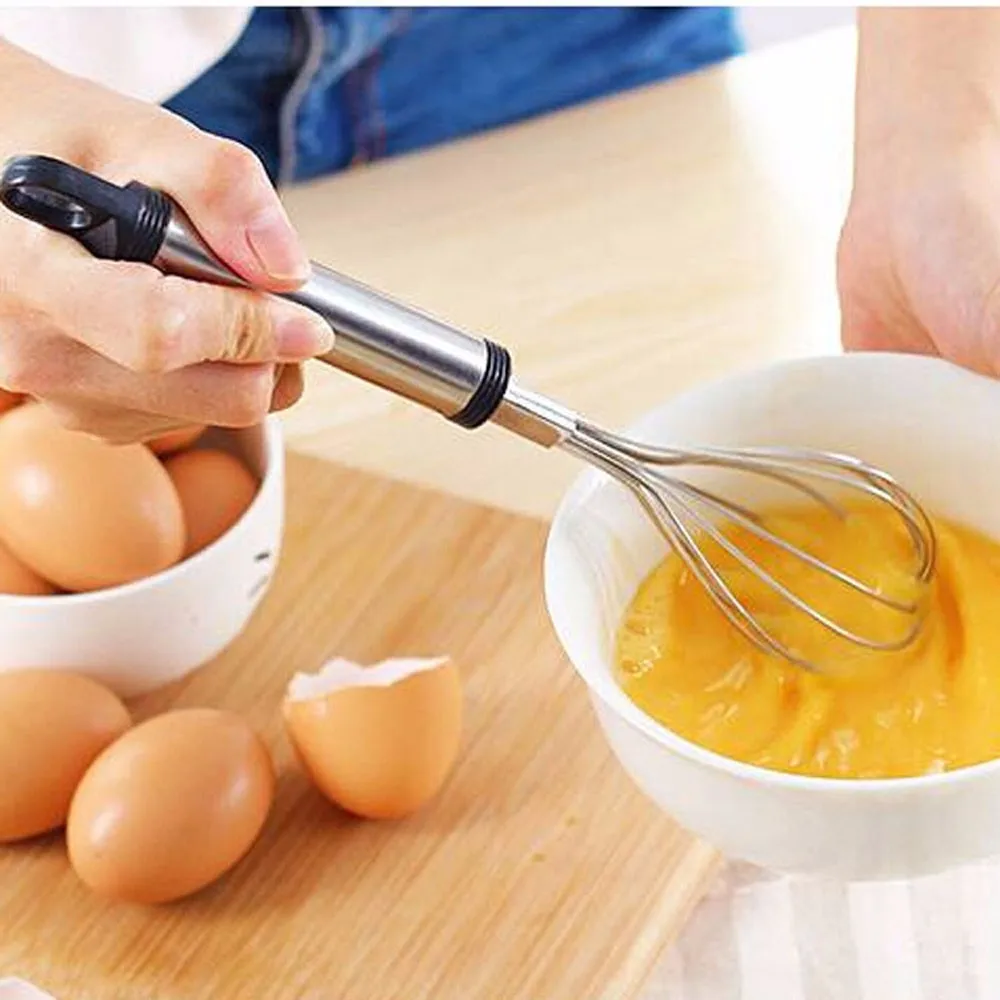 Handle Stainless Steel Egg Beater Silver Whisk for Whipping Manual Milk