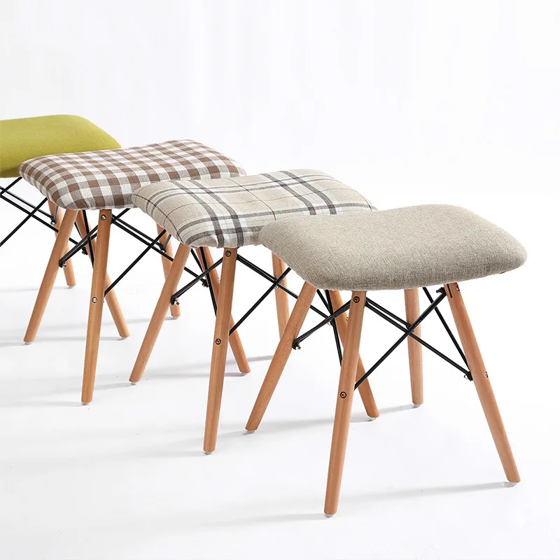 

15%Solid wood stool fabric dining stool makeup stool fashion creative computer stool dressing home bench