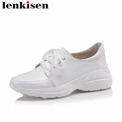 Lenkisen с круглым носком на шнуровке в сдержанном стиле Повседневная обувь средней высоты на натуральная кожа молодой леди кампус женщин