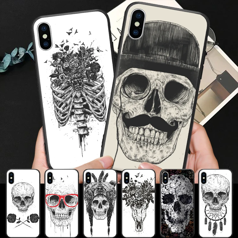 Particular Rarely Horror skull Pattern For iPhone 5 5S SE 6 6S 7 8 Plus X XR XS Max Hard Phone Case | Мобильные телефоны и