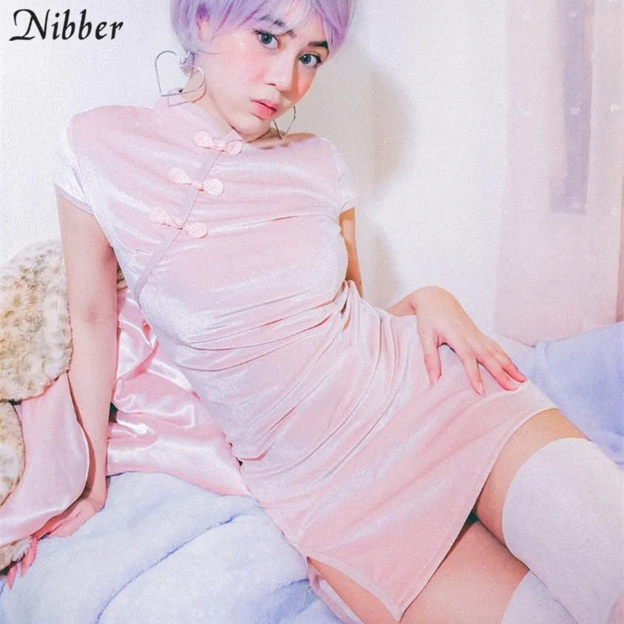 Nibber, ретро китайский стиль, cheongsam, облегающее мини-платье, женское, 2019весна-лето, модное, Клубное, вечерние, элегантное, черное, розовое, короткое платье