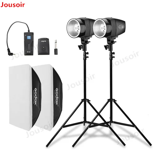 Godox 300Ws 2x150Ws строб студия Flash светильник комплект с RT 16 триггера и 2x50x70 см тканевый