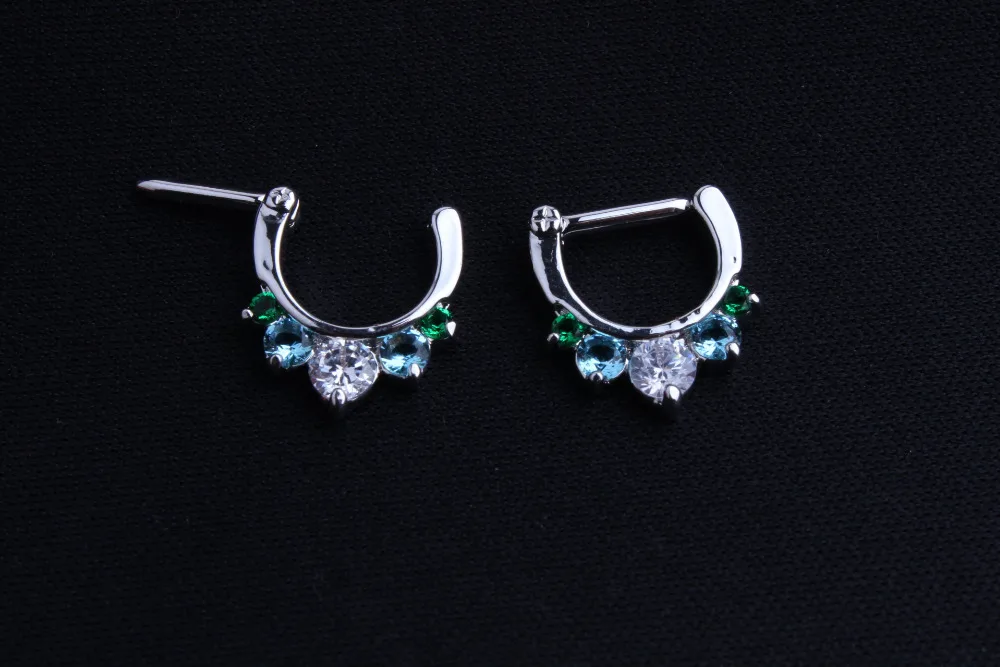

1pcs New Arrival ! Princess Prong Drop Septum Clicker Nose CZ Gem Nose Ring 316L Steel Jewelry