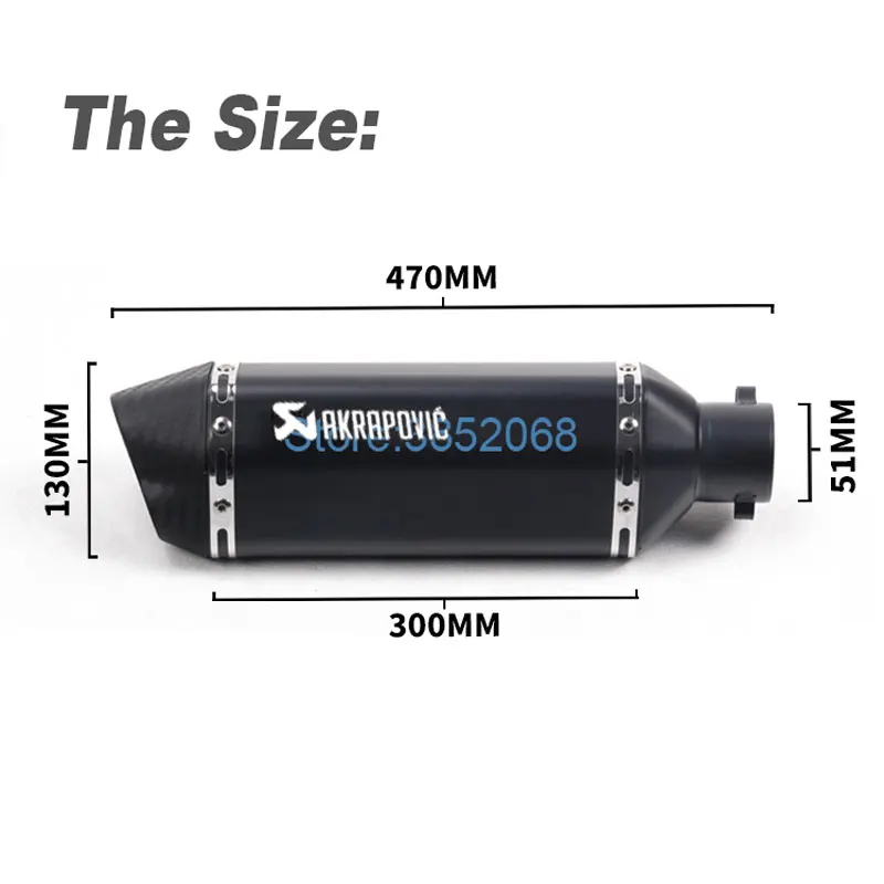 ID: 51mm L: 470mm Universal motocicleta Escape silenciador Escape Scooter Akrapovic Escape mufla doble orificio adecuado para la mayoría de motos