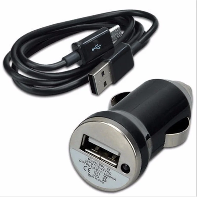 New Cigarette Lighter Car Charger 1PC Universal Charger Adapter+Micro USB Data Cable Phone