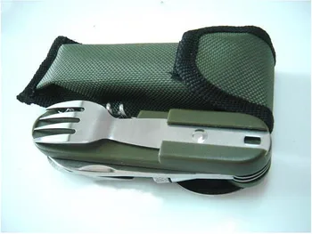 

1PCS Hot Sale High Quality Camping Tool Outdoor Survival Stainless Steel Multifunction Tableware Knife Fork Spoon Cookware