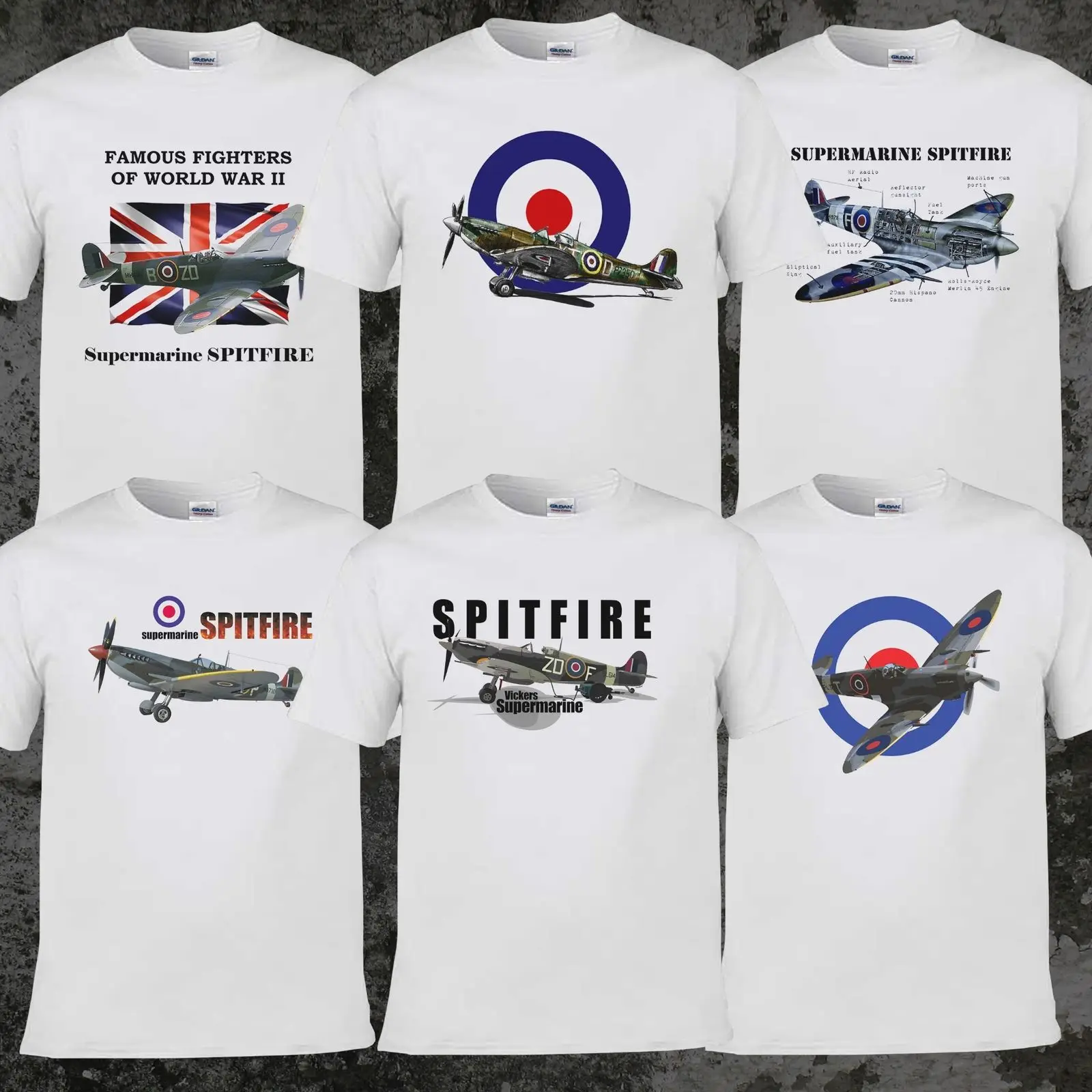 

2019 Hot sale 100% cotton Fashion Famous Fighters Supermarine Spitfire Simple Casual style Spitfire T shirt Tee Shirt