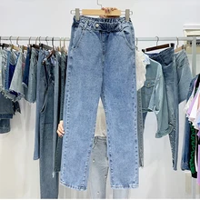 Новинка года; сезон весна; корейский стиль; женские модные повседневные джинсовые брюки с эластичной резинкой на талии; подростковые джинсы; A926