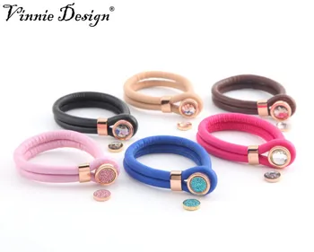 

Vinnie Design Fashion Genuine Leather Bracelet for 12mm Magnet Coin Double Layer Wrap Bracelets for Women 10pcs/lot