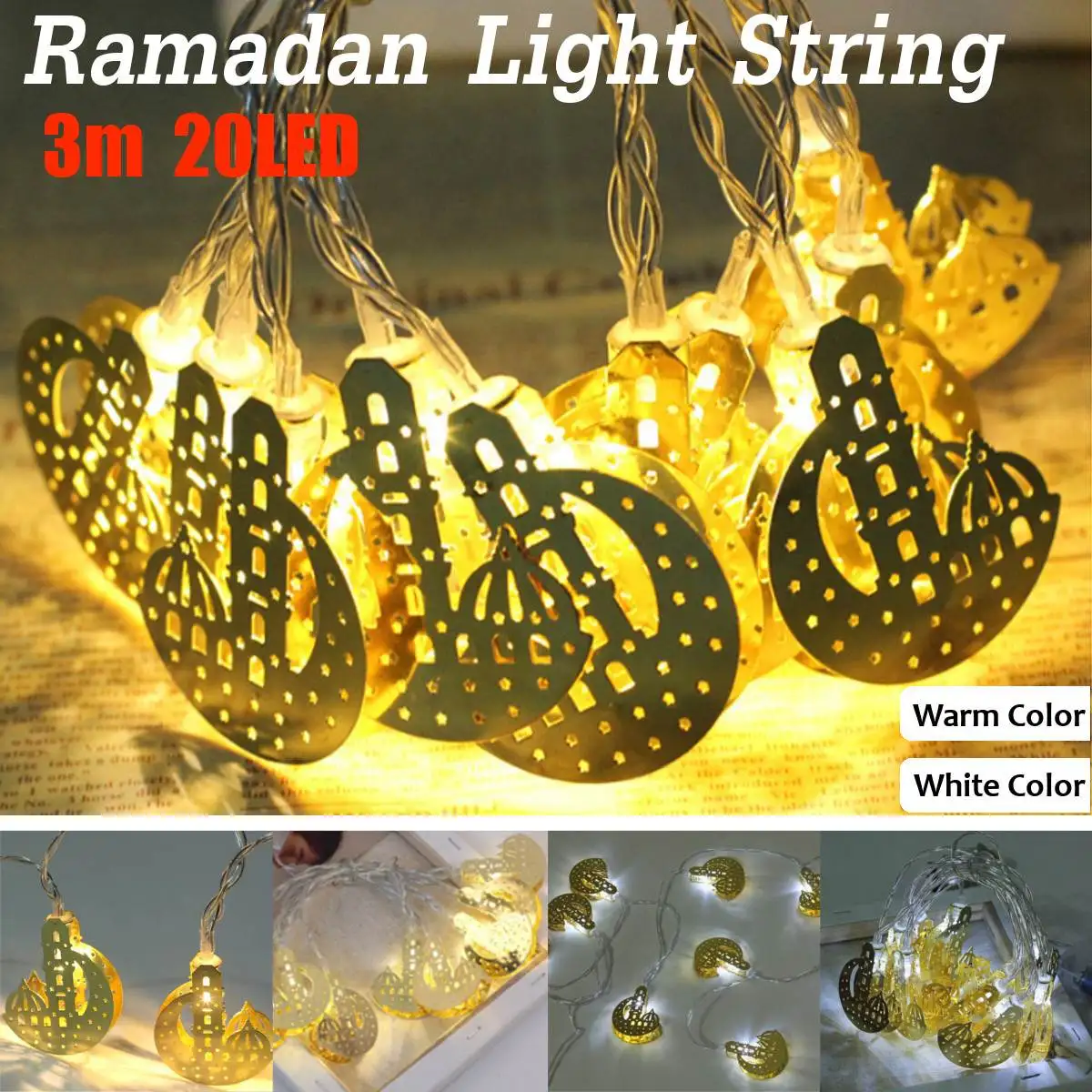 

300cm 20 LED String Light Ramadan Decoration Star Moon Light EID Mubarak Decor Home Islam Muslim Party Hanging Lamp Favor Gift