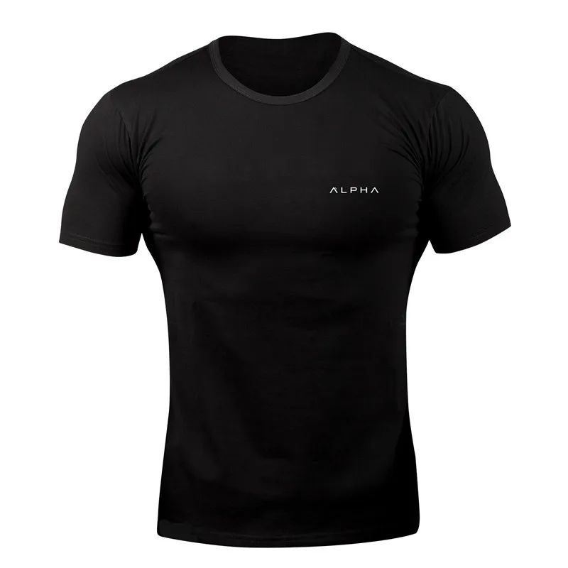 2018 NEW gyms T shirt Men Running Shirts Short Sleeve Rashgard Sport Shirt Men Workout Tight Top Tee Cotton Gym Running T shirt