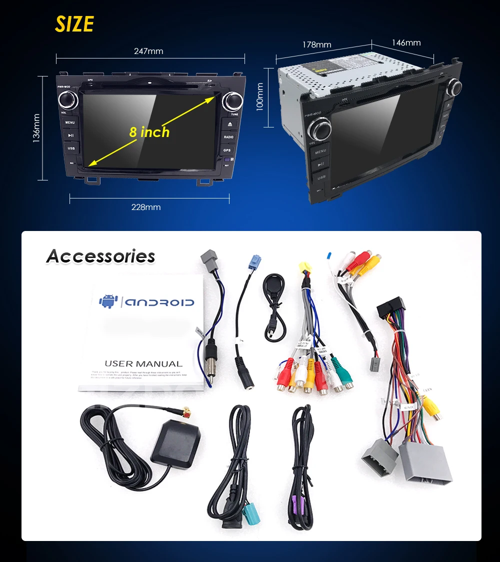 Flash Deal 4G+32G Android8.0 Car dvd Video player For Honda CRV 2006-2011 8OctaCore 8inch 2Din Car DVD Radio GPS Navigation TPMS OBDII DVBT 5