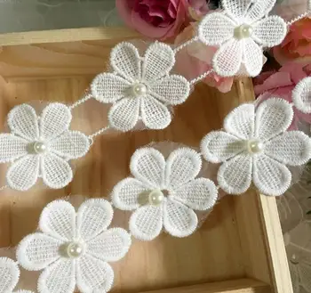 

5yard/lot Handmade Lace Trim Patchwork Water soluble Cotton Material White Lace Ribbon DIY Garment Sewing Accessories