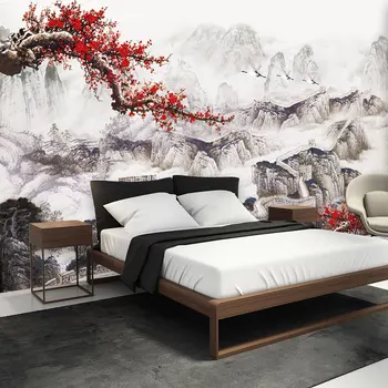 

3d wallpaper new Chinese style crane great wall Jiangshan picturesque wall - waterproof wall covering