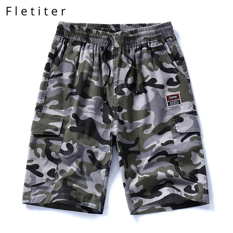 Fletiter мужские шорты летние модные военные шорты Французский Хлопок повседневные хип хоп мужские пляжные шорты хаки Камуфляж