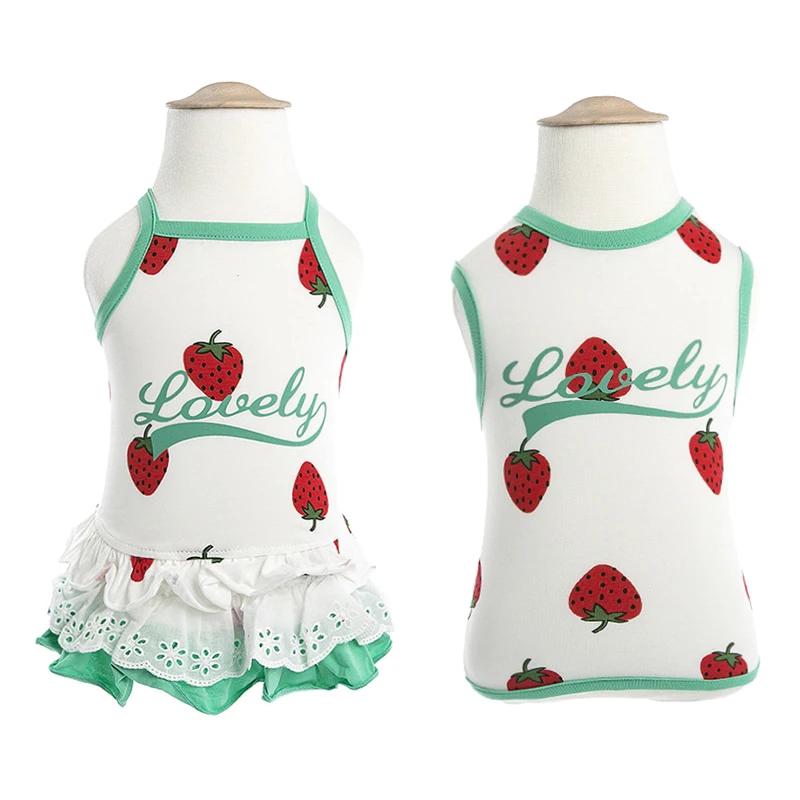 

Cute Strawberry Dog Cat Vest Skirt Summer Cooling Pet Tshirt for Small Medium Dogs Cats Chihuahua Shirts Dresses Pets Clothing