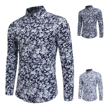 Одежда Мужская Летняя Повседневная деловая тонкая рубашка с длинными рукавами и принтом пуговицы в один ряд топ с отворотом популярный дизайн