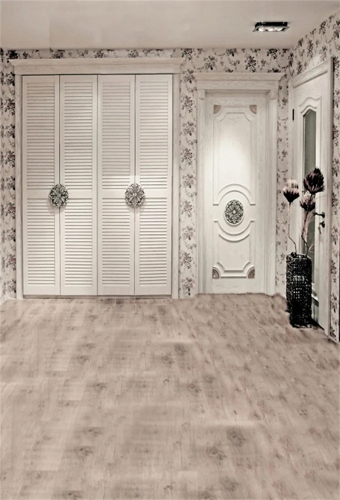 Laeacco القديم باب خزانة ملابس نمط خشبية الطابق الداخلية الأطفال التصوير الخلفيات خلفيات للتصوير الفوتوغرافي للصور الاستوديو