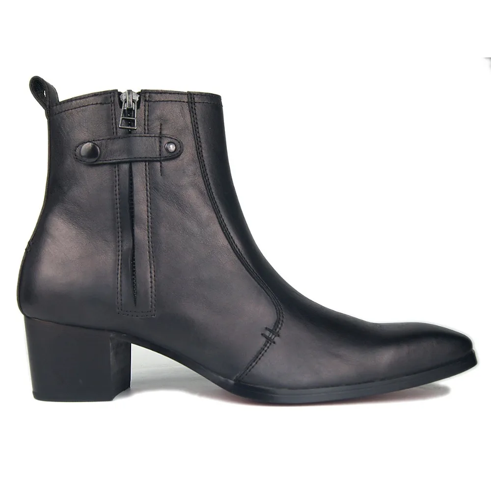 

Retro personalized pointed toe High Heel Men dual zipper Boots men designer handmade genuine leather Judpor Boots
