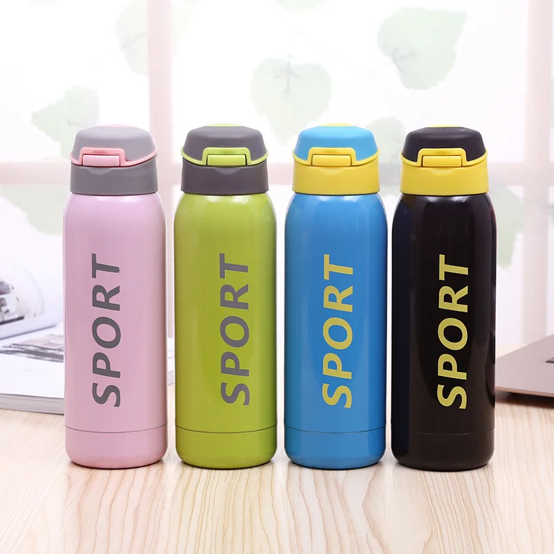 

Hot Sale 350ml Stainless Steel Water Bottle with Rope Spring Lid Outdoor Sport Straw Type Drink Bottles for Camp Hiking Running
