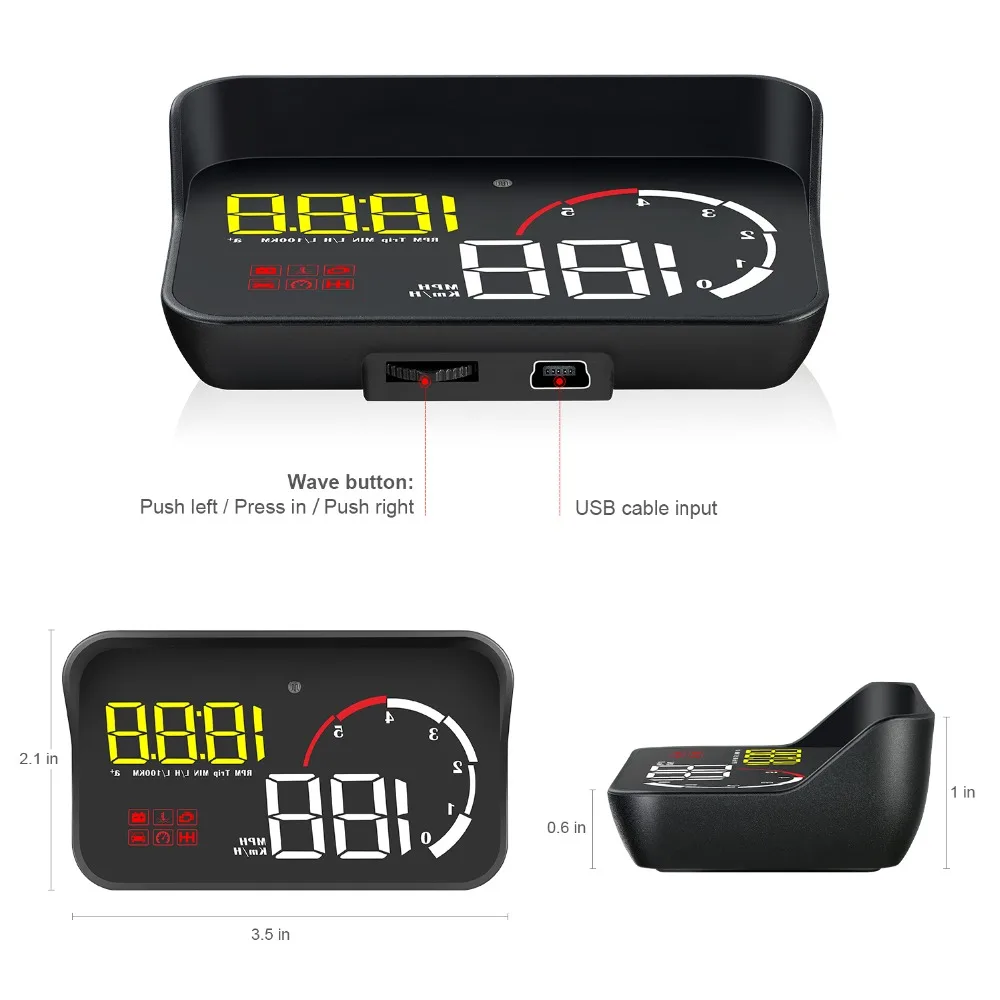 M10 автомобиля OBD2 HUD Дисплей цифровой спидометр лобовое стекло проектор Reader оборотов двигателя ошибочный код Температура воды