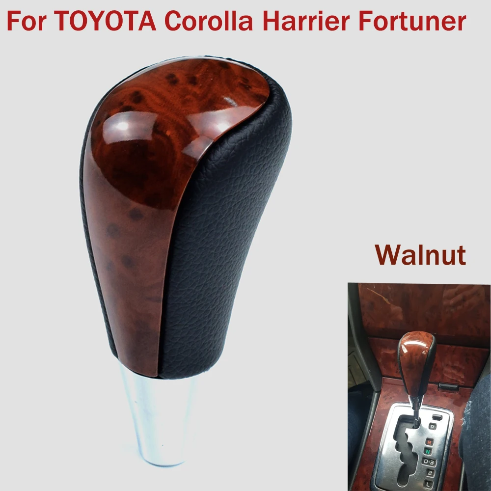 

Gear Automatic Shift Lever Stick Knob For TOYOTA Corolla Camry HARRIER FORTUNER CROWN Land Cruiser Walnut Leather Car Styling