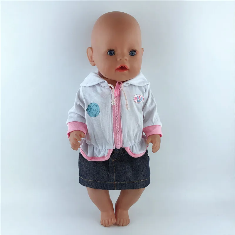 

Doll clothes for 43cm Baby doll clothes coat unicorn hoodie set 17" reborn baby doll Christmas clothes Coat+Skirt for doll