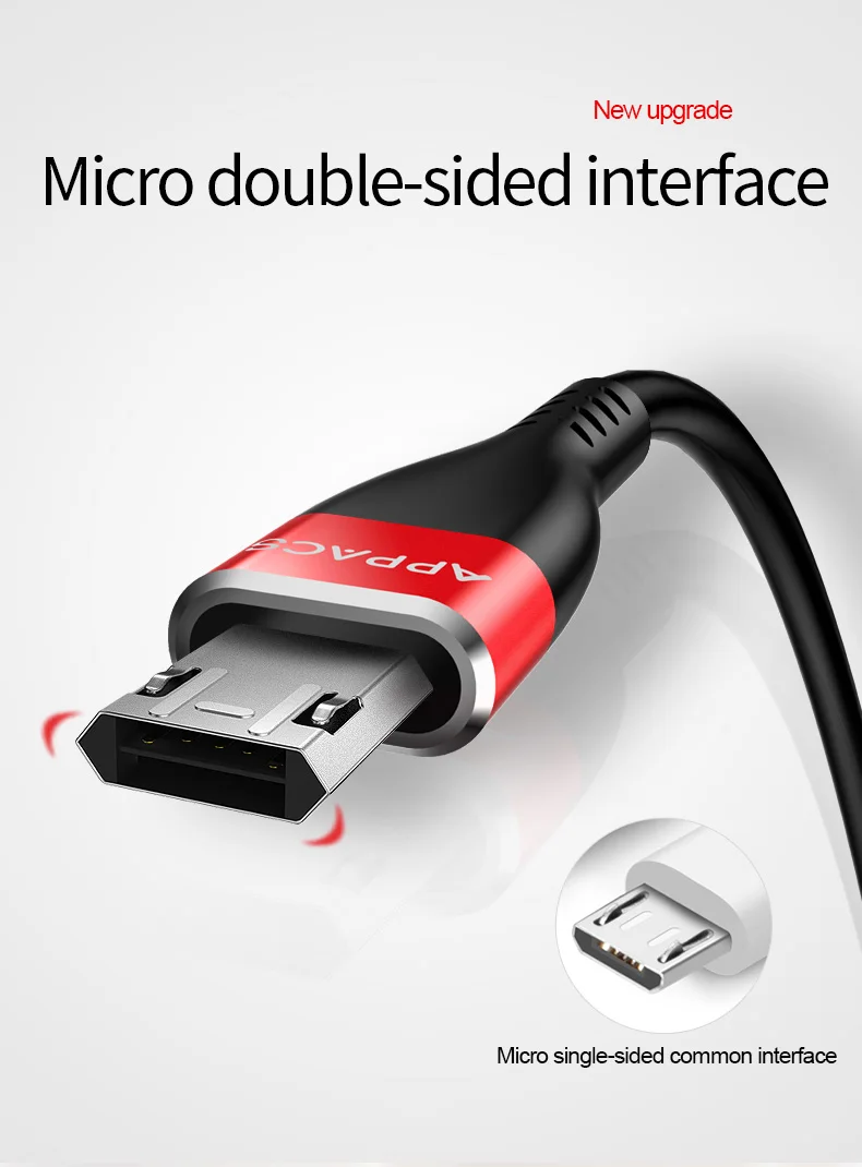 APPACS Реверсивный Micro USB кабель для samsung Xiaomi Redmi Дата-кабель USB зарядное устройство зарядный кабель быстрое зарядное устройство кабель для мобильного телефона