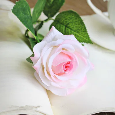 Floace 11 шт./лот розы Искусственные цветы Шелковые цветы Цветочные латексная реальная на ощупь роза Свадебный букет украшение для дома вечерние цветы - Цвет: pink white