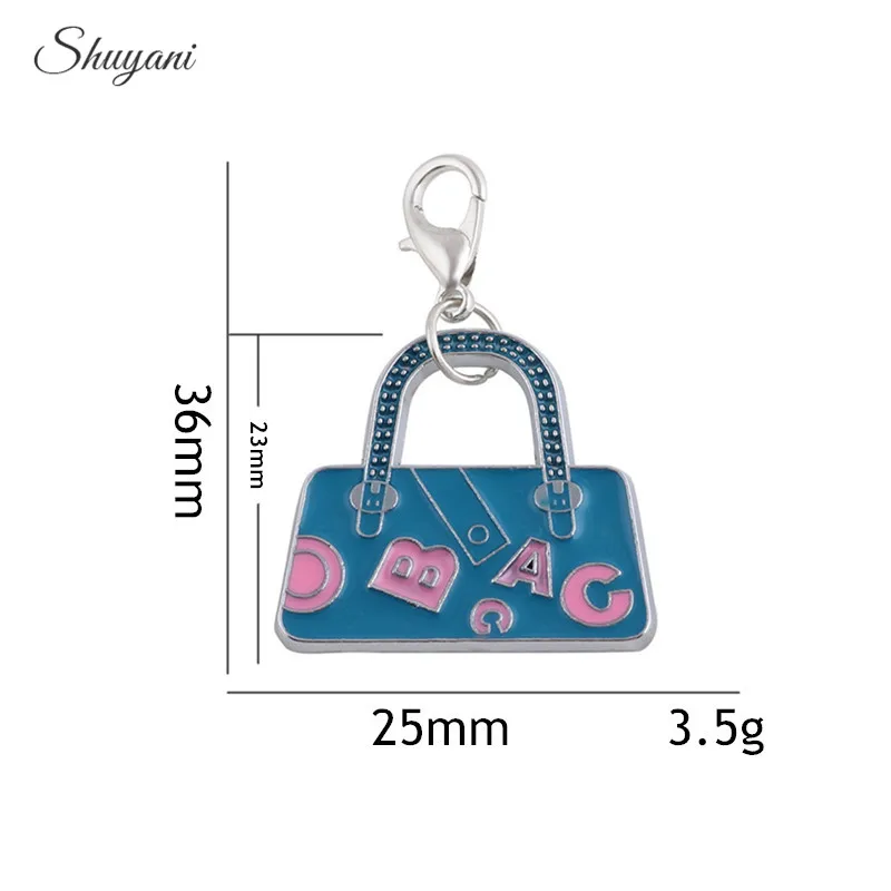 36*25mm Fashion Enamel Handbag Charms Pendant with Lobster Clasp Charms