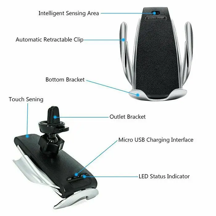 Car Phone Holder for Phone Intelligent Infrared Qi Car Wireless Charger Air Vent Mount Mobile Phone Holder Stand