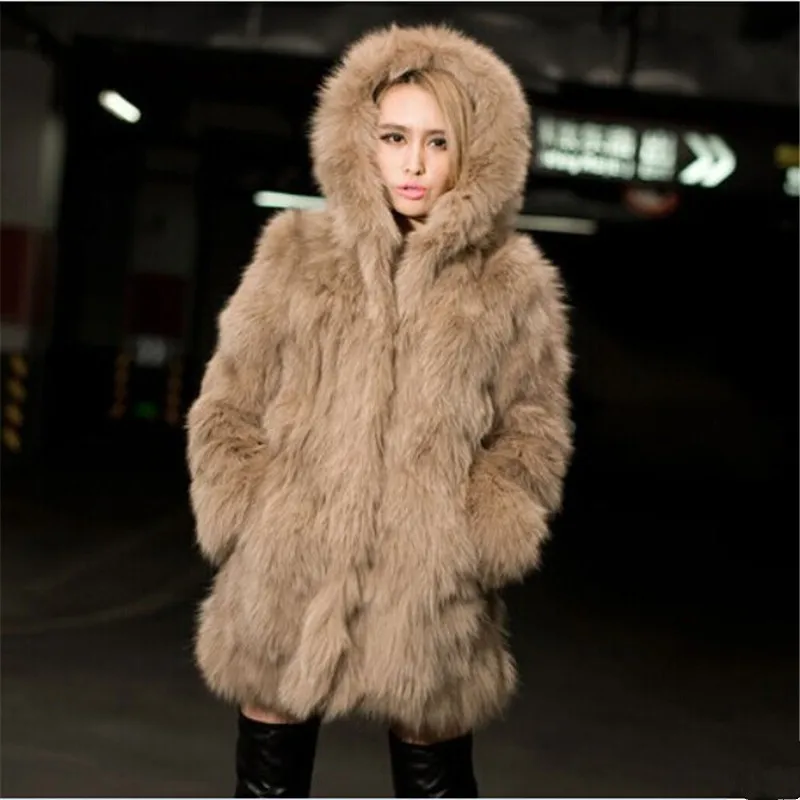 Anself Elegant Faux Fur Coat Women 2019 Autumn Winter Warm
